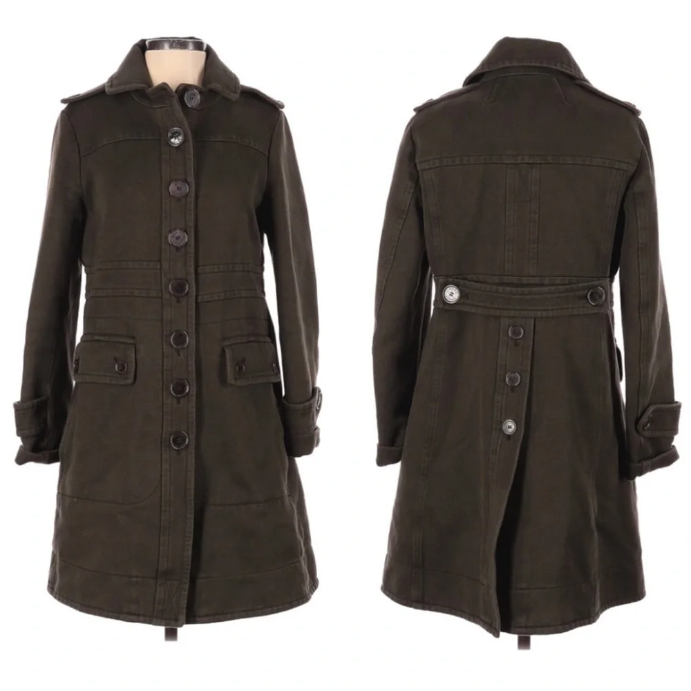 Marc Jacobs Military Green Heavy Cotton Coat Size Small (S) - Picture 1 of 9